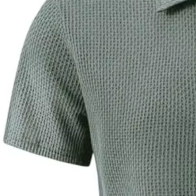Classic Collar Golf Shirt Button Turndown Collar Summer Shirt Textured Casual Shirt for Office Party Dating Holiday Wear