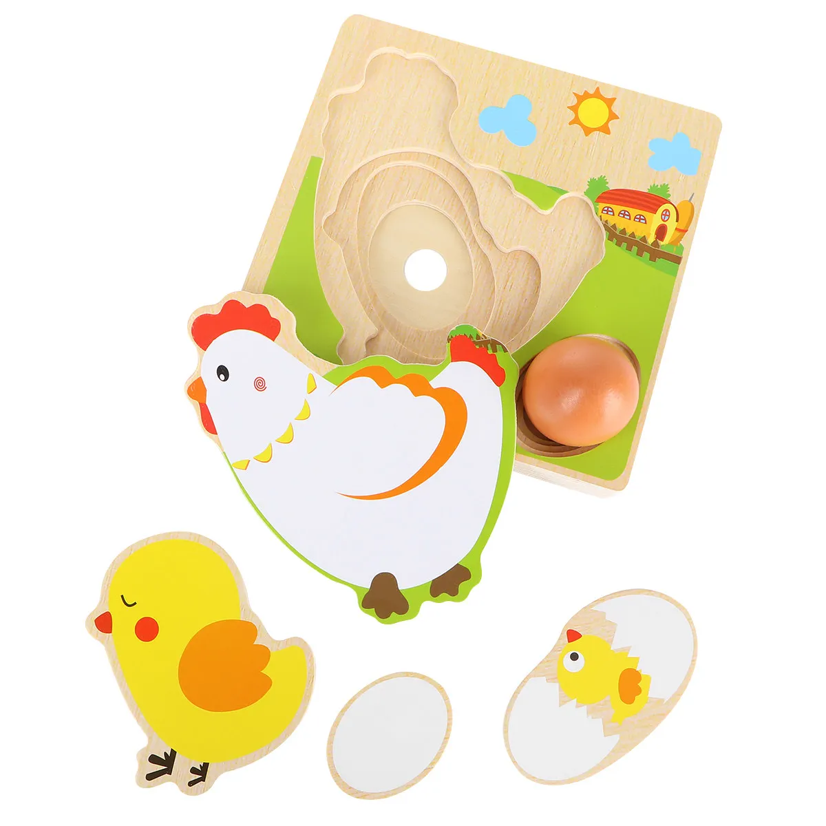 1Set Wooden Puzzle Hens Lay Eggs Educational Early Learning Playthings for Kids Children Parent-Child Interaction Gift