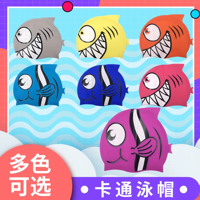 

Cute Cartoon Swimming Hats for Kids, Soft Cotton Beach Hats Fish Style Ear Protection Comfortable Boys Girls Swim Caps