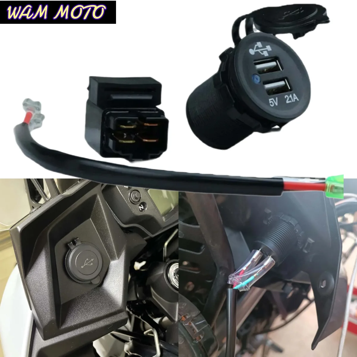 Двойное USB-зарядное устройство для камеры и телефона с реле или Kawasaki Versys 650 1000 Versys-X300 Ninja 400 650