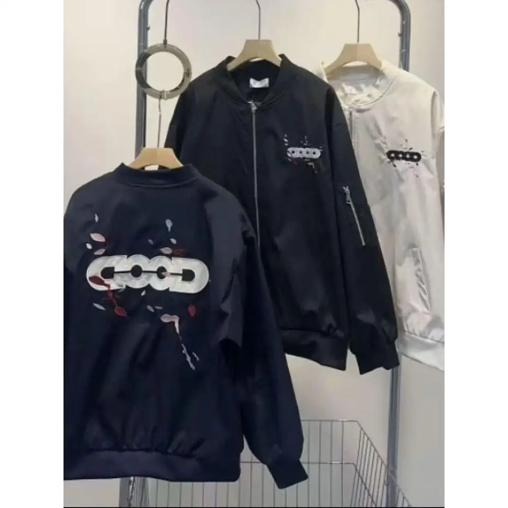   Jaet – vêtements d'extérieur légers brodés pour hommes et femmes, coupe ample, tendance, polyvalents, couleur américaine