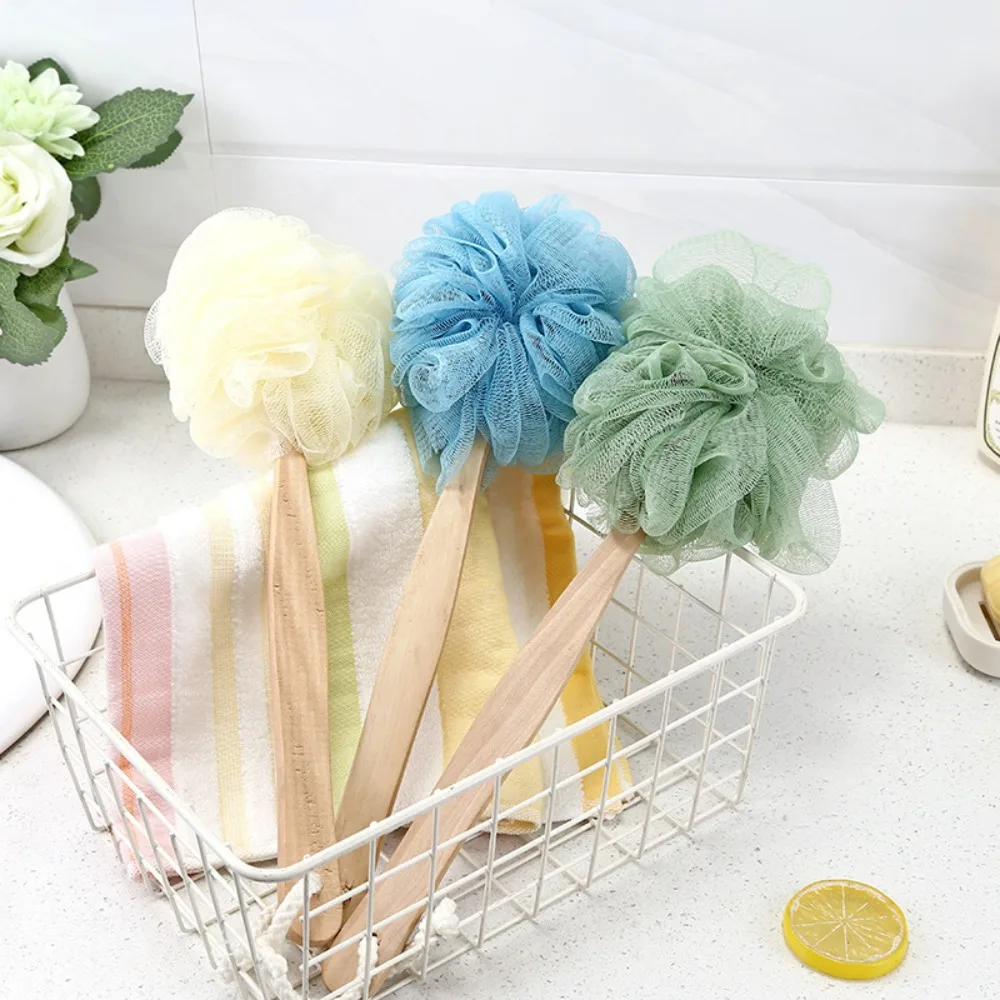 Rubbing bath flower, long handle bath ball, no need for people to scrub back, bathing brush, scrubbing back ball