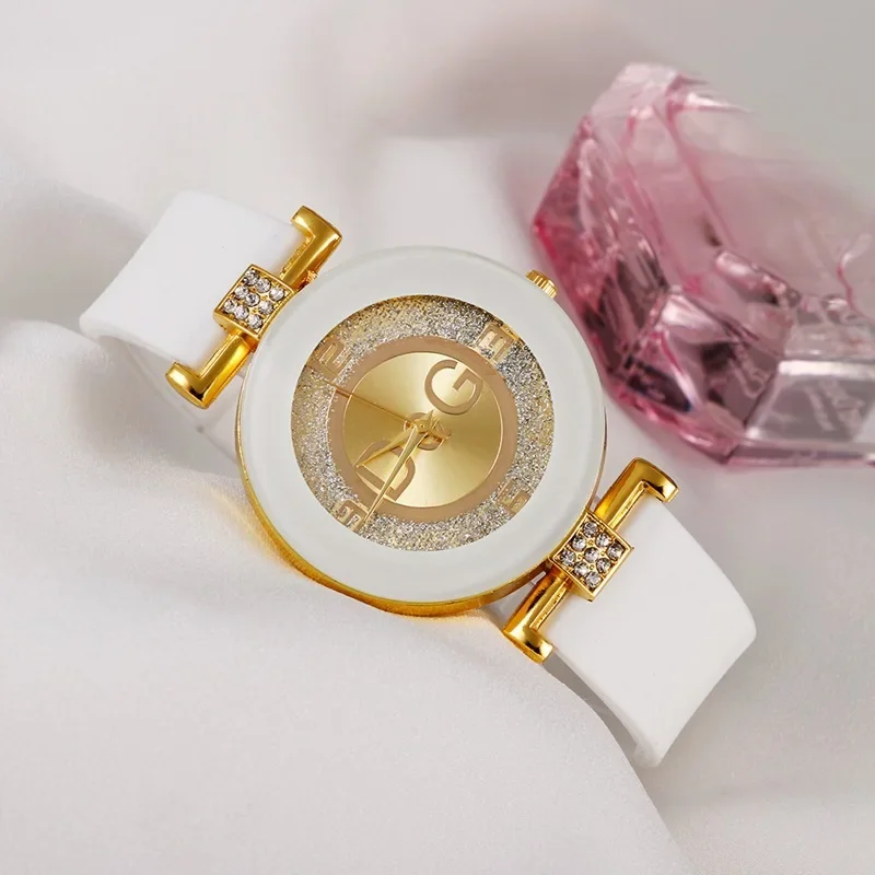 Popular Casual Silver Powder Women's Watch Silicone Candy Color Fashion Trend Quartz Watch Women's Digital Face Women's Watch