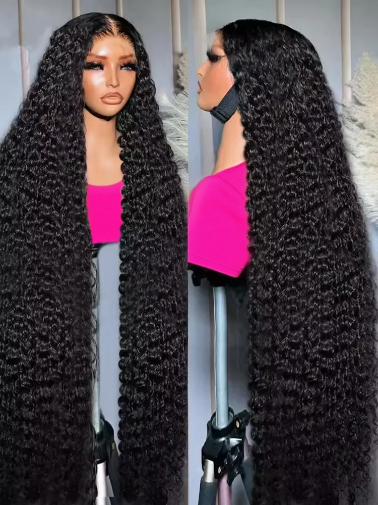 

13x4 13x6 Глубокие волны Кружевные фронтальные парики Человеческие волосы 40 46 дюймов Бразильские 300% Волнистые вьющиеся парики фронта шнурка для женщин Предварительно сорванные