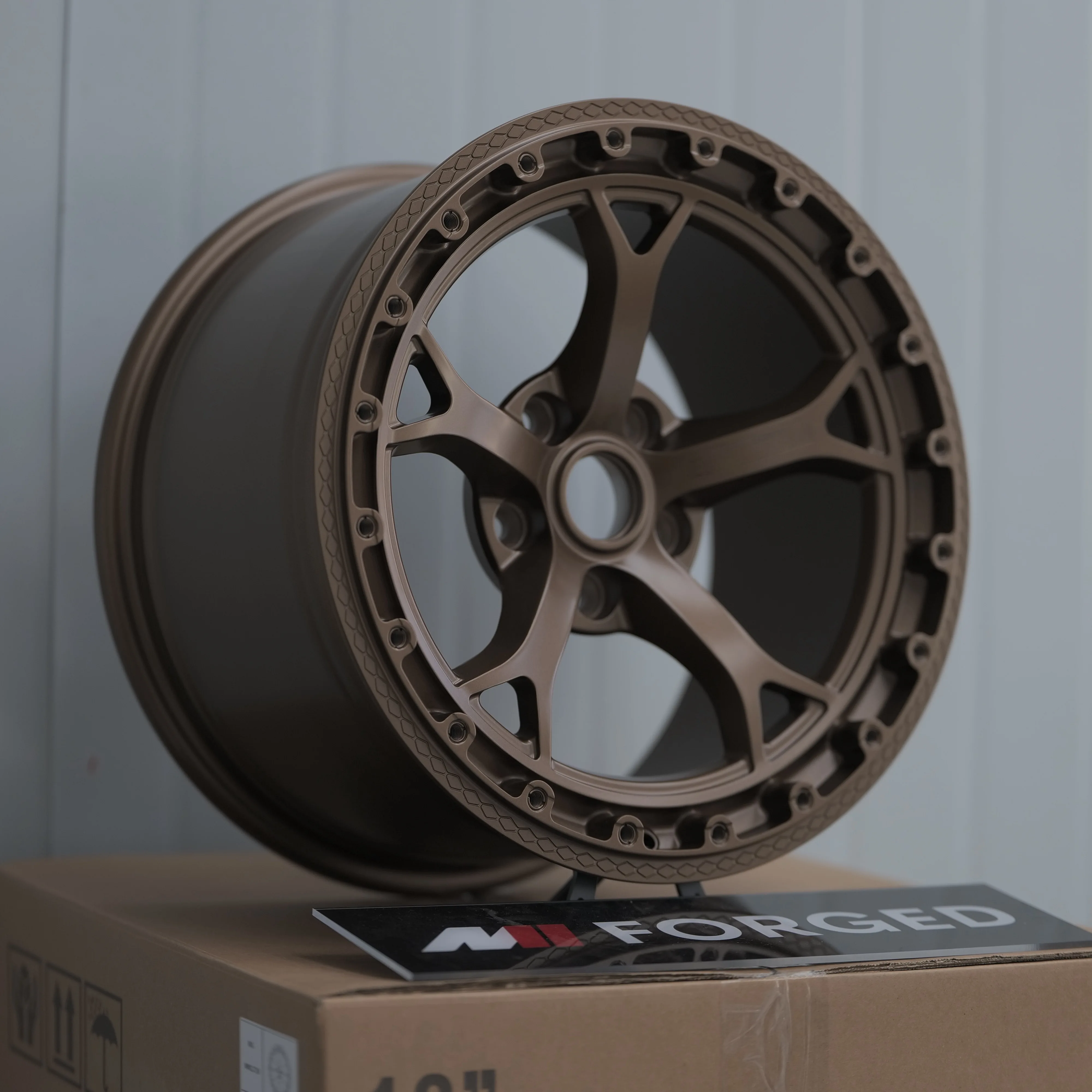 MN Forged Custom Five Spoke Nismo V1 Bronze Beadlock Wheels for Nissan GTR 350z 370z G37 Q50 5x114.3