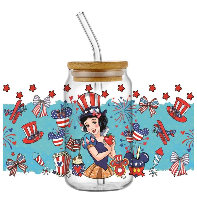 American Style Princess Series Inc Wrap Stickers Waterproof UV DTF Cup Mug Wraps Sticker For DIY Libby Glass Waterproof Custom