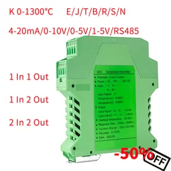 Trasmettitore di temperatura tipo K 0-1300 ℃ convertitore di temperatura 1 In 1 Out convertitore di temperatura termocoppia 4-20mA 0-10V 0-5V