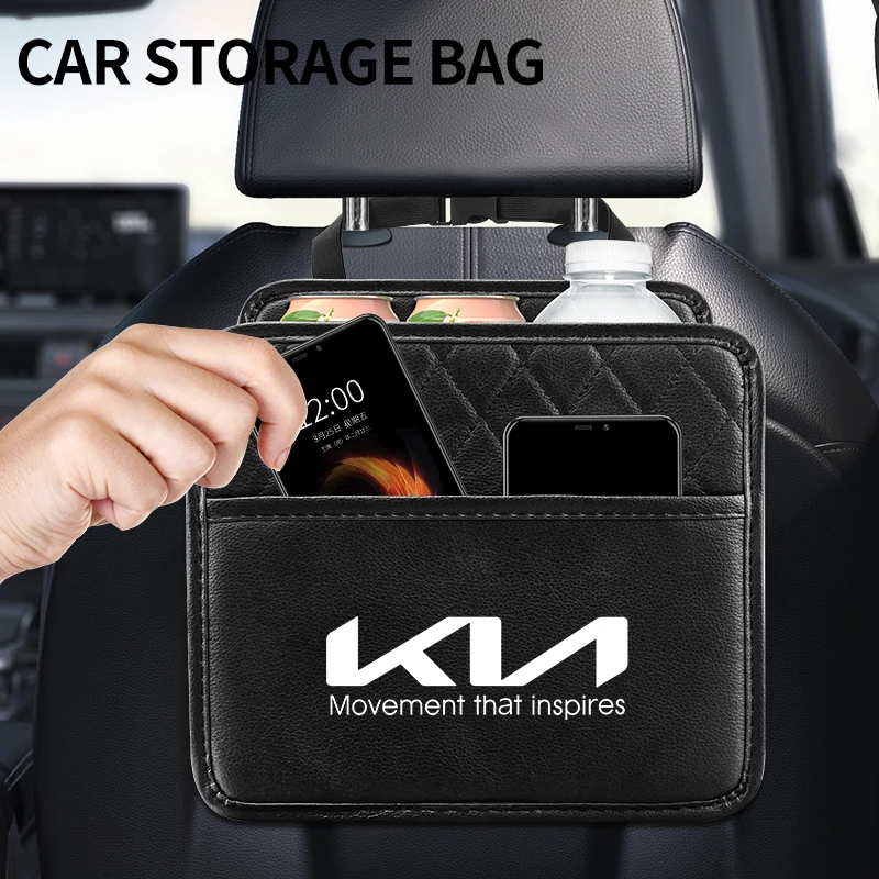 Car Seat Back Organizer PU Leather Backseat with Garbage Bag Car Organizer For KIA K5 K3 Sportage Picanto Ceed RIO