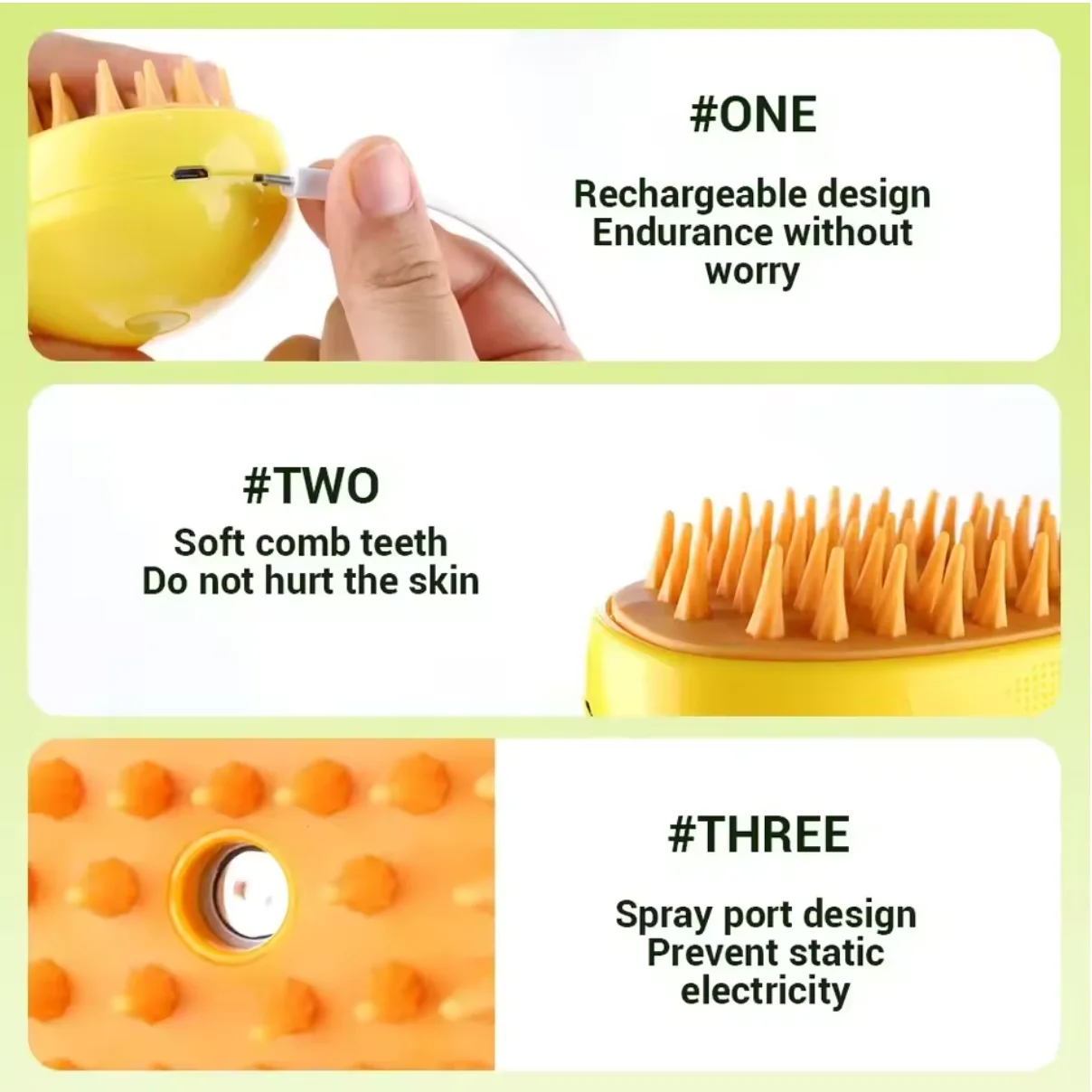 القط الكلب فرشاة البخار فرشاة البخار بخاخ كهربائي لتدليك الحيوانات الأليفة أداة تهذيب الحيوانات الأليفة تساقط 3 في 1 بخاخات كهربائية تدليك أمشاط #5