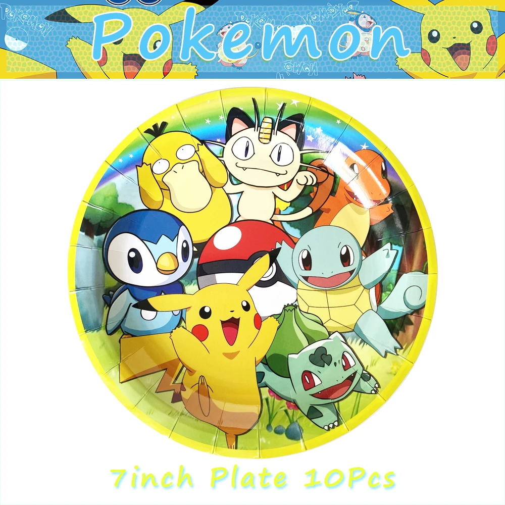 Game Pokemon Cartoon Pikachu Party Supplies Decoration Paper Tableware 32inch Number Foil Ballon Boy Birthday Scene Layout Toys