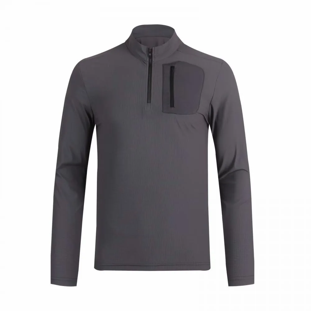 Langarm schnell trocknen im Freien Training Laufen T-Shirts Fitness atmungsaktive Turnhallen Männer Kleidung Jogger Reiß verschluss Tasche Sport hemden