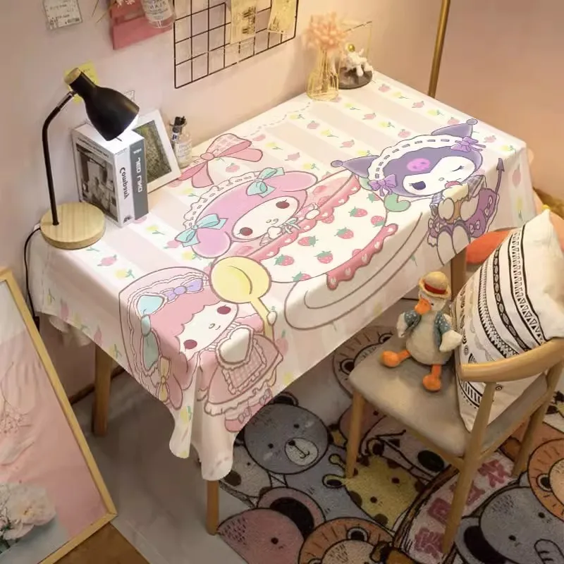 Sanrio Cartoon Anime Dust Proof Dining Tablecloth Melody Kuromi 1pc Desk Mat For Students Birthday Wedding Party Decoration