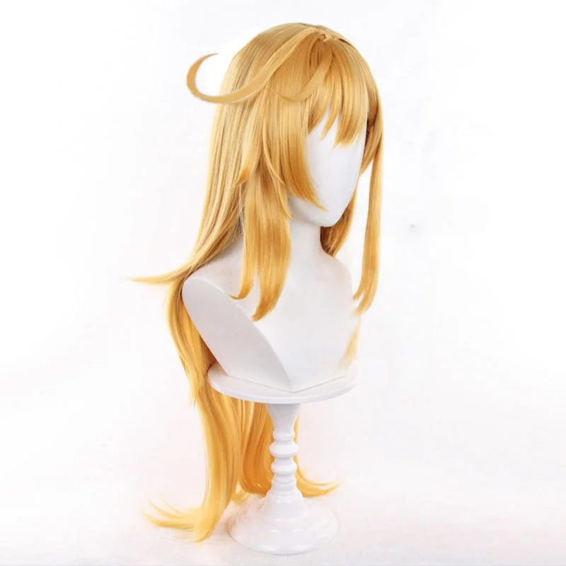เก็นชิน อิมแพ็ค เอสโคฟิเยร์คอสเพลย์วิกผมยาวถักเปียสีเหลืองวิกผมอะนิเมะคอสเพลย์สีน้ำตาลวิกผมสังเคราะห์ทนความร้อนผม + หมวกวิกผม