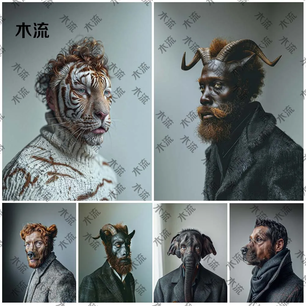 

Funny Animals Wild Tiger Lion Portrait Posters Wall Pictures For Living Room Nordic Poster Wall Art Canvas Painting Unframed