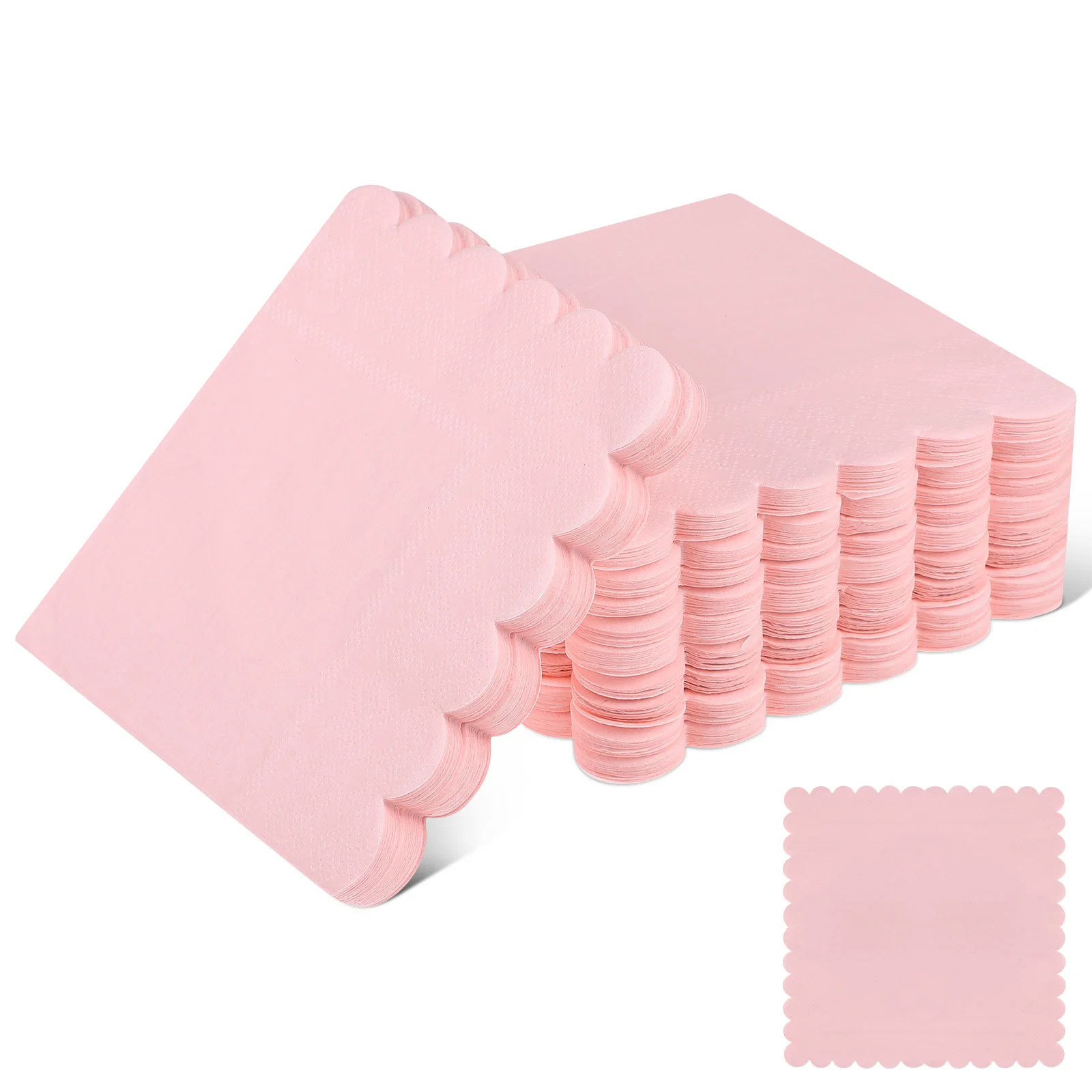 

150 Pcs Disposable Napkin Cheers Napkins Tea Party Paper Everyday Pink Supplies Scalloped Dessert