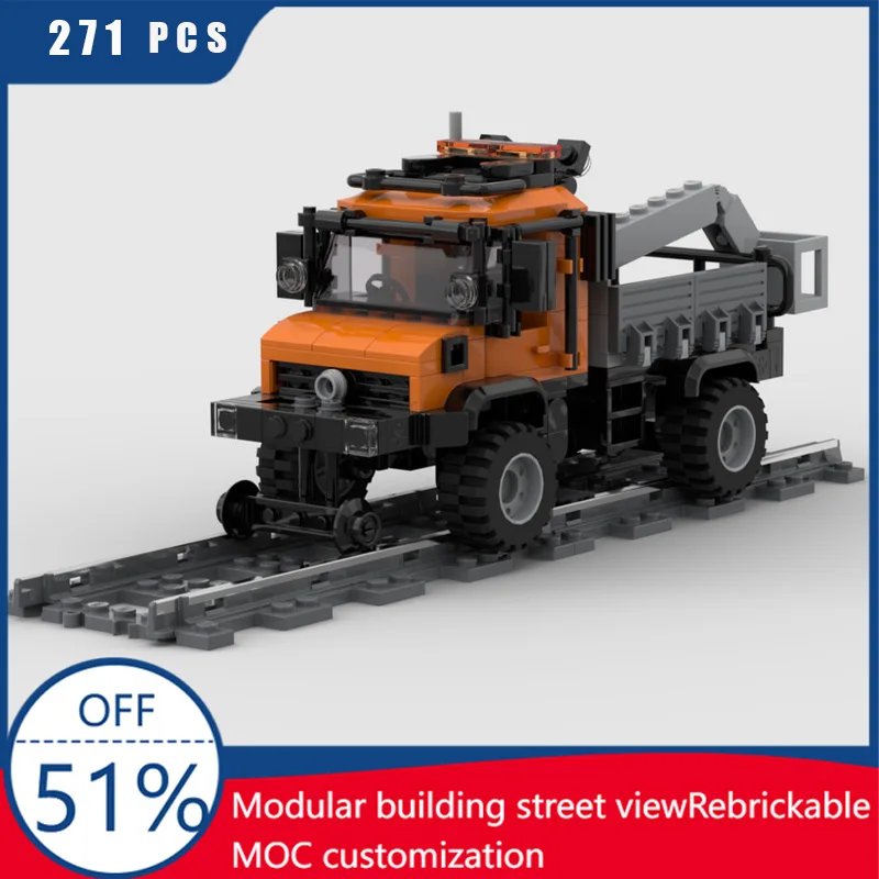 

271PCS MOC City Transportation Railway Track Transport Vehicle Model Custom Bricks DIY Creative Assembly Kids Puzzle Xmas Gift