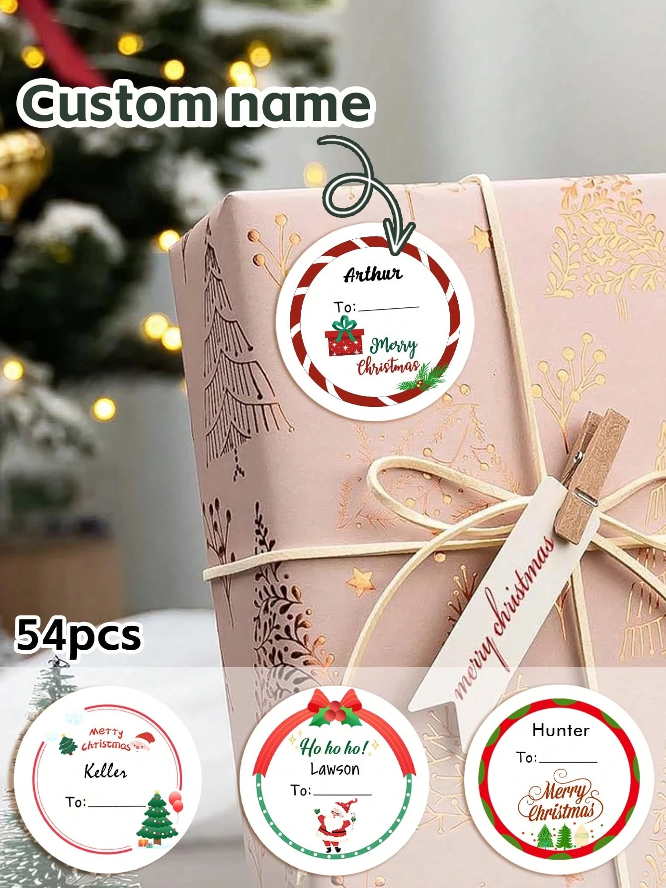 

Рождественские наклейки на заказ 4-10 см, персонализированные праздничные наклейки, индивидуальные наклейки с именем, персонализированные рождественские подарки