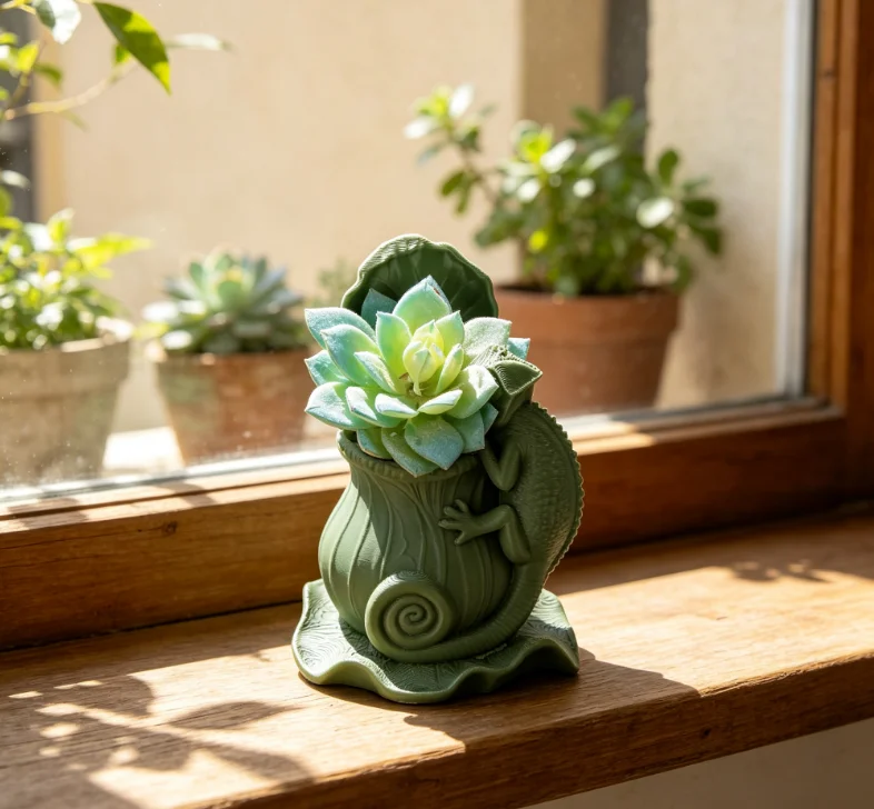 Cross‑border Creative Chameleon Snail Planter Succulent Flower Pot Windowsill Garden Decor Ornament