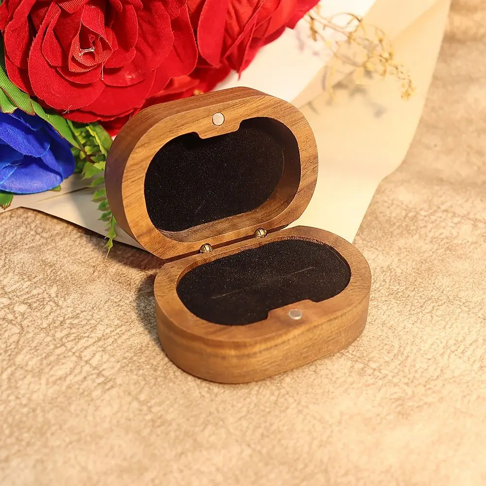 

Proposal Box Handmade Wedding Ring Box Wooden Double Slots Rings Bearer Box Rustic Design Portable Ring Display Box Ring Display
