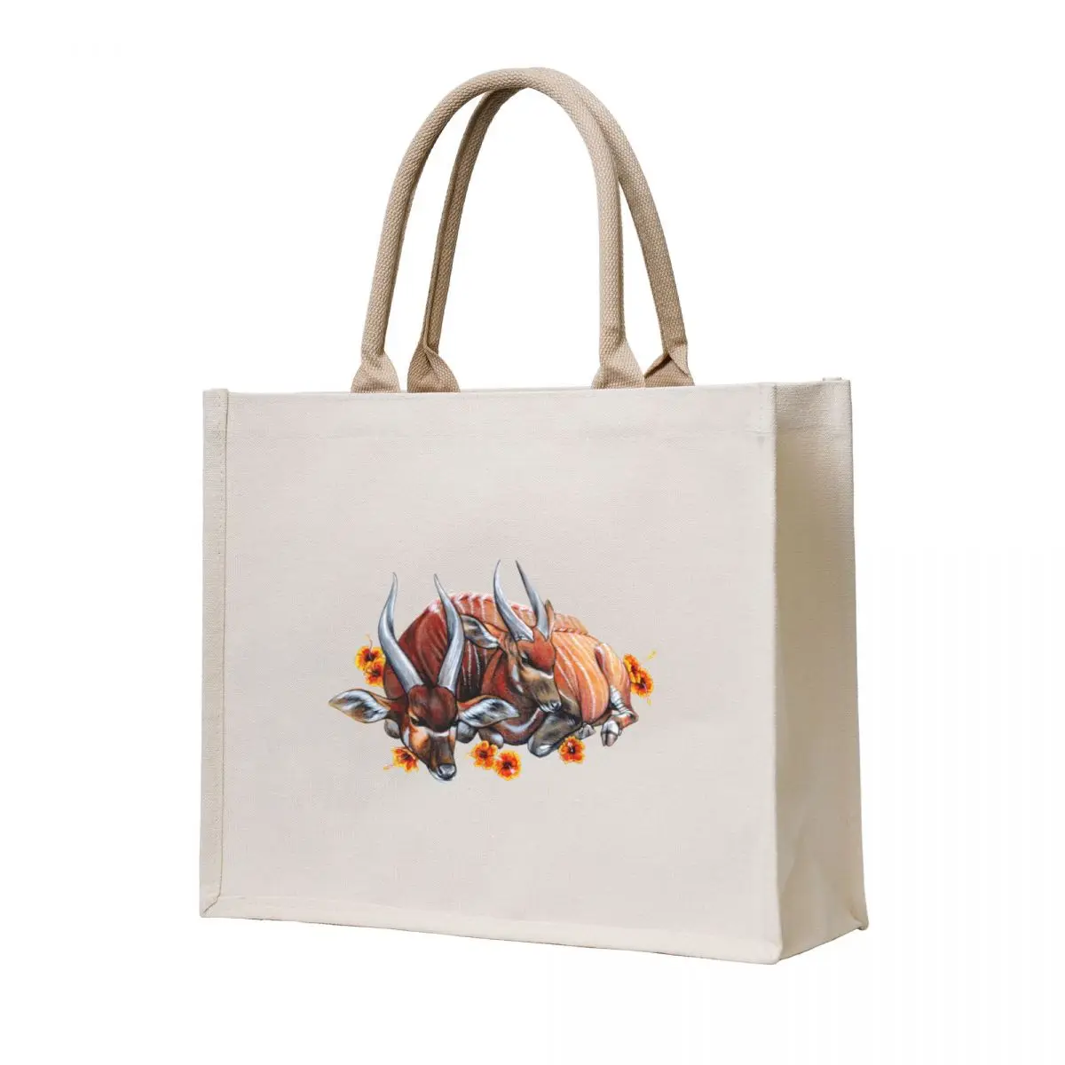 

Bongo Antelope with Hibiscus Tote Bag Handbags women Eco bag tote bag woman shopper bags