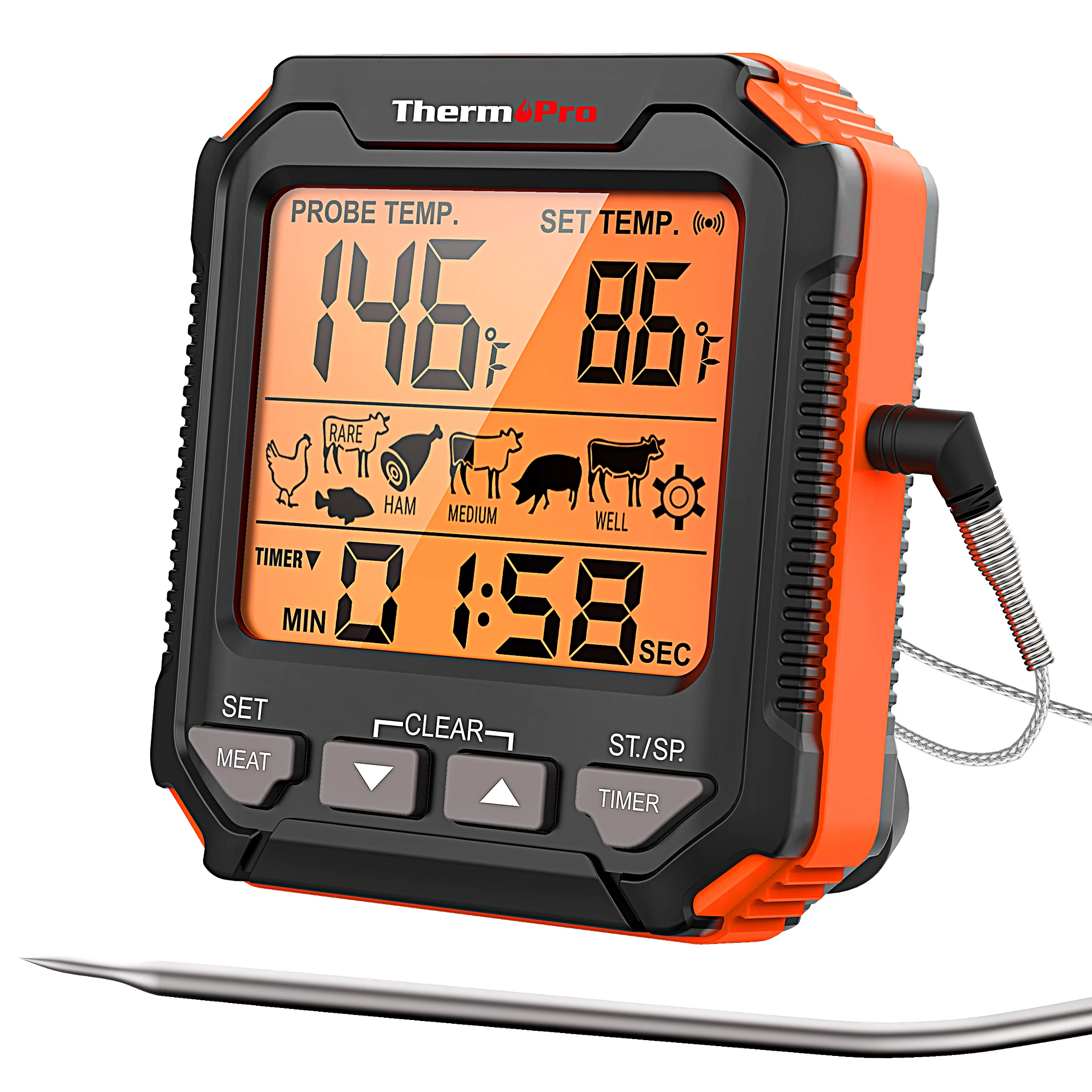 Termômetro Digital Estilo Sonda para Fritadeira e Grill Cozinha Doméstica Cozinhar Termômetro de Carne e Temporizador Thermopro-tp716