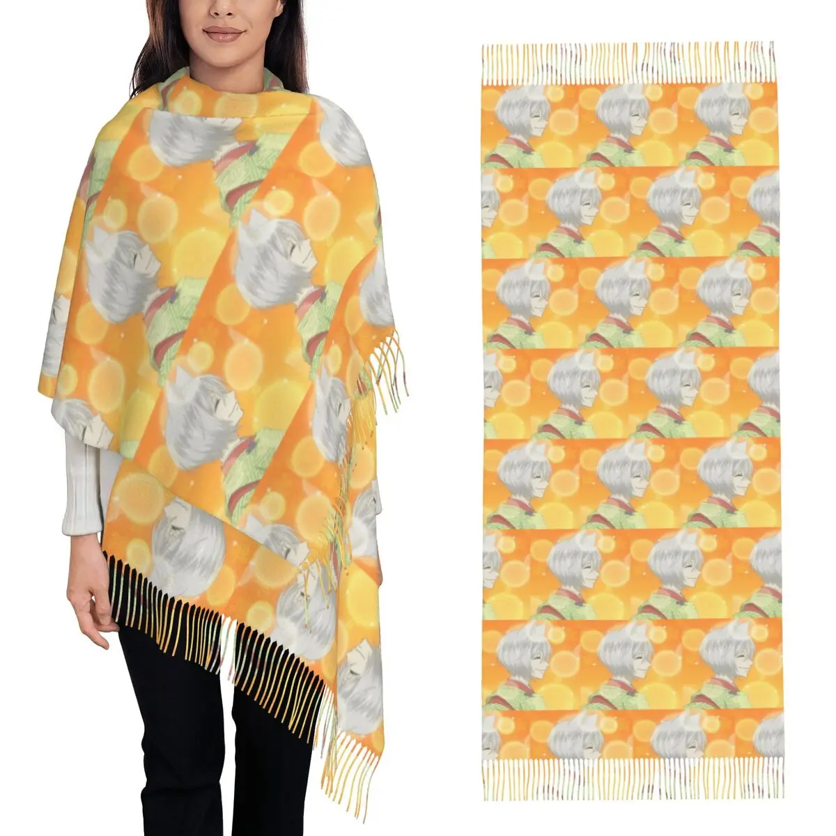 Anime Kamisama Kiss Nanami Tomoe Scarf Tassel Scarves Women Soft Warm Shawls and Wraps Large Fall Winter Shawl Wrap