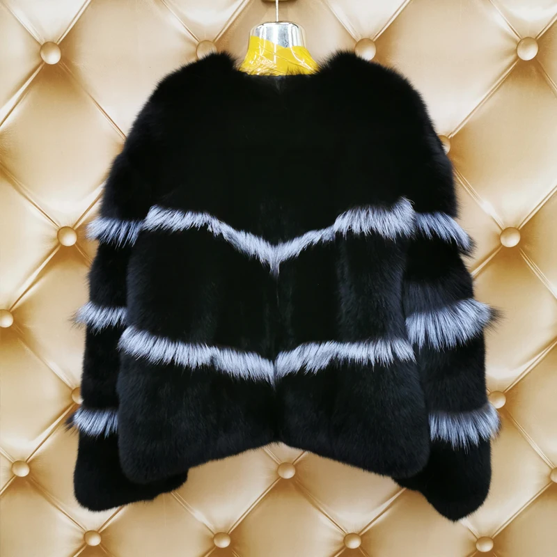 New Style 100% Real Silver Fox Fur Coat Jacket Women's Winter Warm Luxury Coat High Quality Fur Tank Top Sizes Customizable