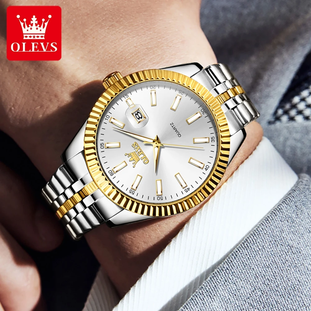 OLEVS Quartz Men\'s Watch Top Luxury Brand Waterproof and Luminous Stainless Steel Large dial Watch Classic Original Men\'s Watch