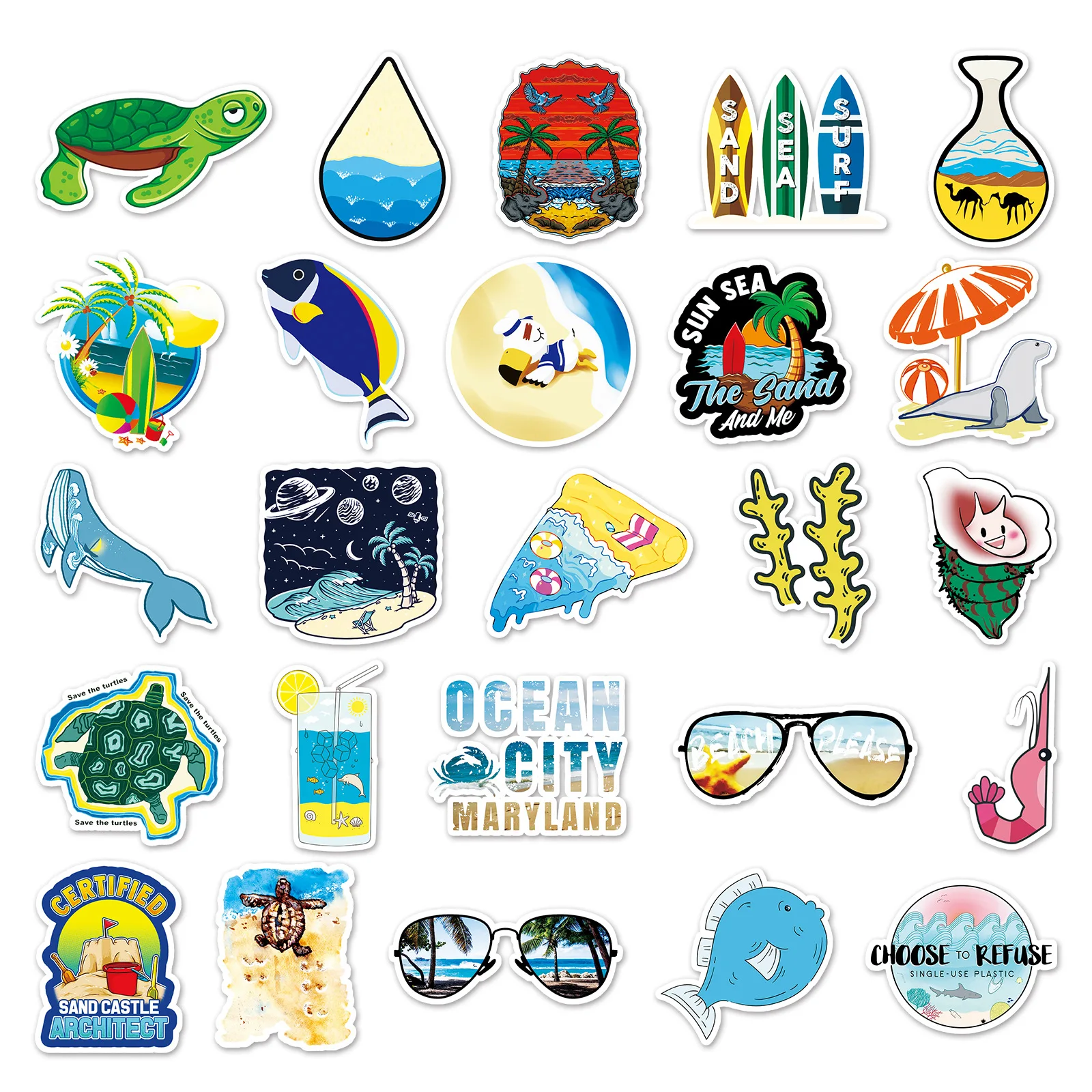 50Pcs Marine Animal Series Graffiti Stickers Suitable for Laptop Helmets Desktop Decoration DIY Stickers Toys Wholesale