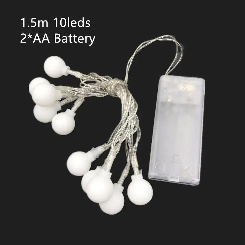 AA Battery Power 1.5M LED Ball Garland Lights Fairy String Waterproof Outdoor Lamp Christmas Holiday Wedding Party Decoration