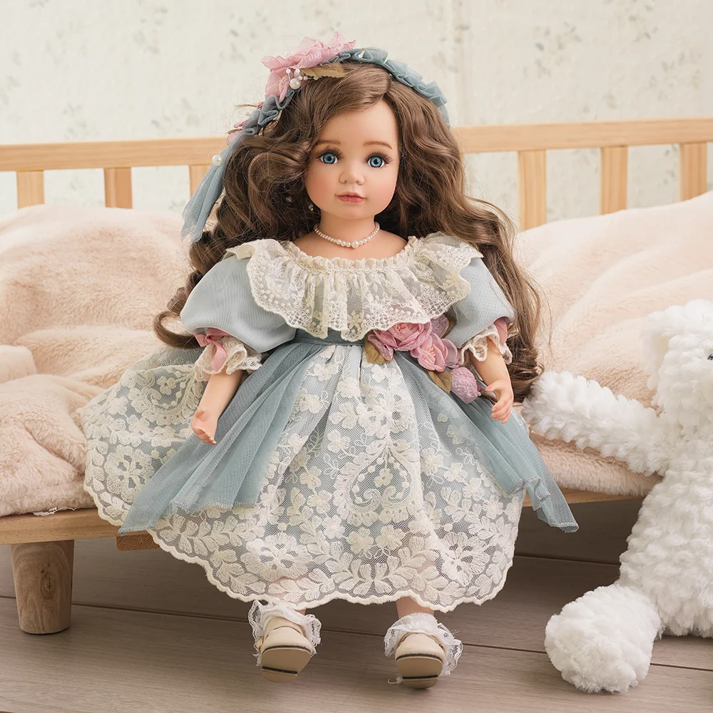 

18 Inch Cloveray Kawaii Ceramic Doll Cute European Retro Set Doll Porcelain Doll Room Decor Original Artworks Gift With Bracket