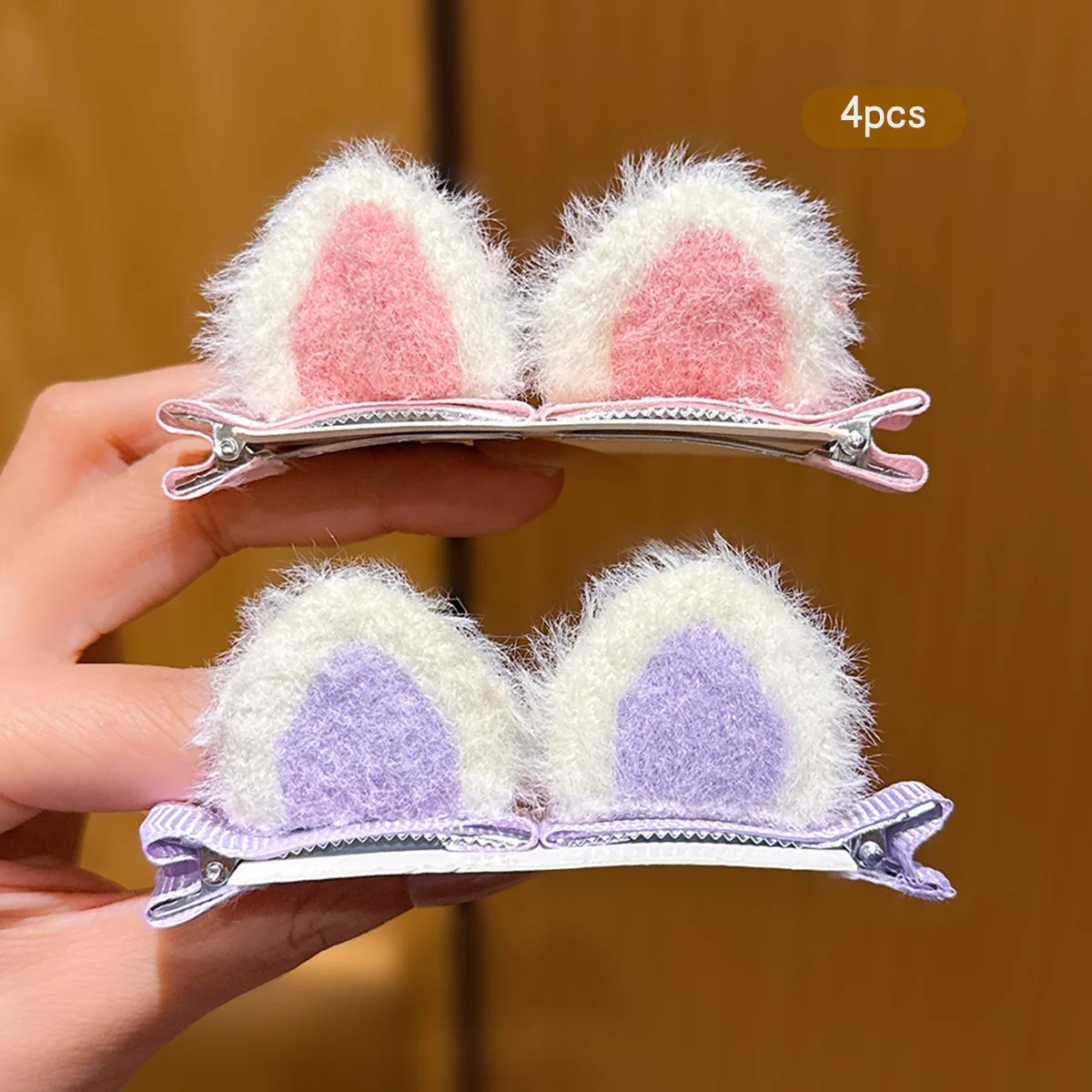 4 color random hair ornaments Cat's ears (Steamed cat-ear shaped bread) clip