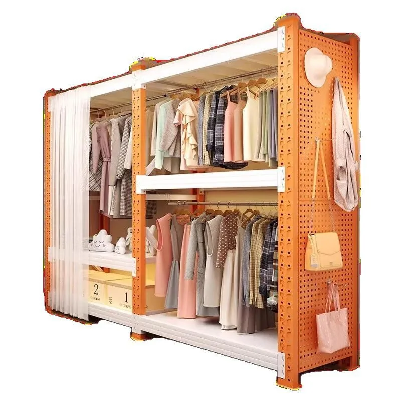 

Simple assembly of wardrobe, bedroom, room, cloakroom, storage rack, floor-to-ceiling open walk-in angle steel hanger