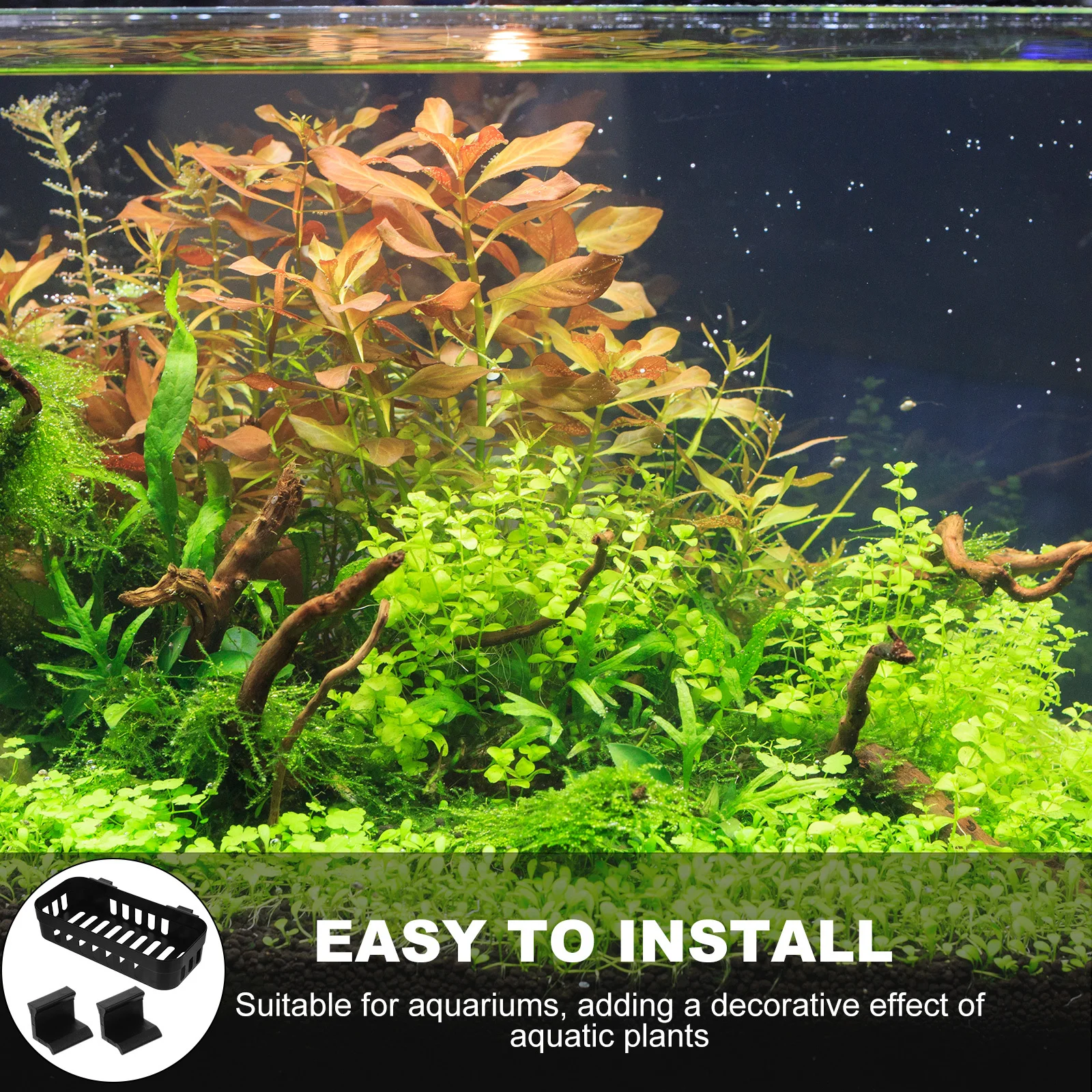 

2pcs Watergrass Rack Hanging Planter With Oxygenation Hole Fish Tank Holder Storage Basket Included Aquarium Supplies Aquatic