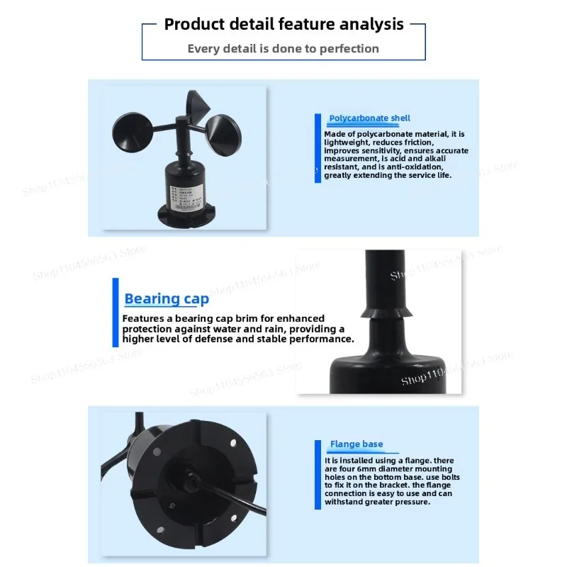 High Precision Ultrasonic Wind Speed Direction Sensor Anemometer Transmitter for Weather Station Construction Mining Crane