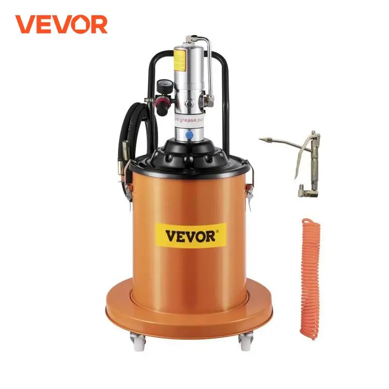 VEVOR 5Gal / 20 L Air Pneumatic Grease Gun Pump With Gas-Pressure Meter Swivel Oiling Gun Head for Mechanization Oil Injection