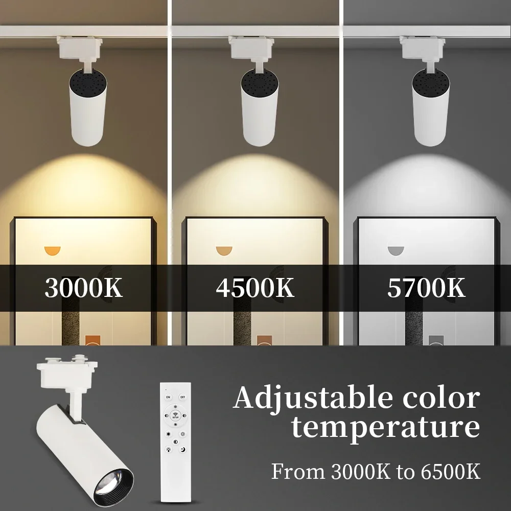 Dimmable Track Light with Remote Control Led Spot Lights 110V 220V Ceiling Lamp for Living Room Bedroom Kitchen Linear Lighting