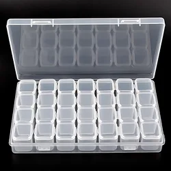 28 Cells Nail Art Storage Case 1*BOX Rhinestones Gems Clear Plastic Empty Container Profession Rhinestones Beads Organizer Box 1