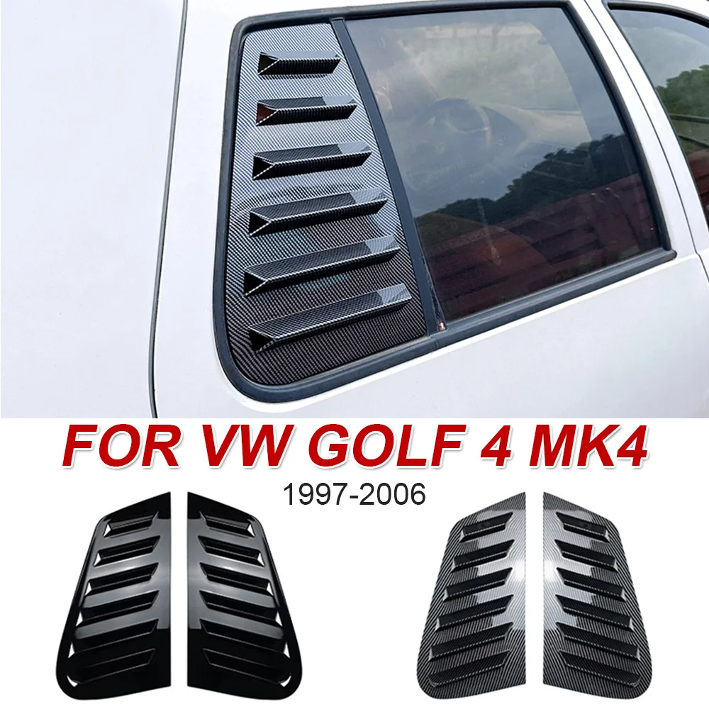 For VW Golf 4 MK4 Rear Window Side Louvers ABS Carbon Fiber Cover Trim Car Accessories 1997 1998 1999 2001 2002 2003 2004-2006