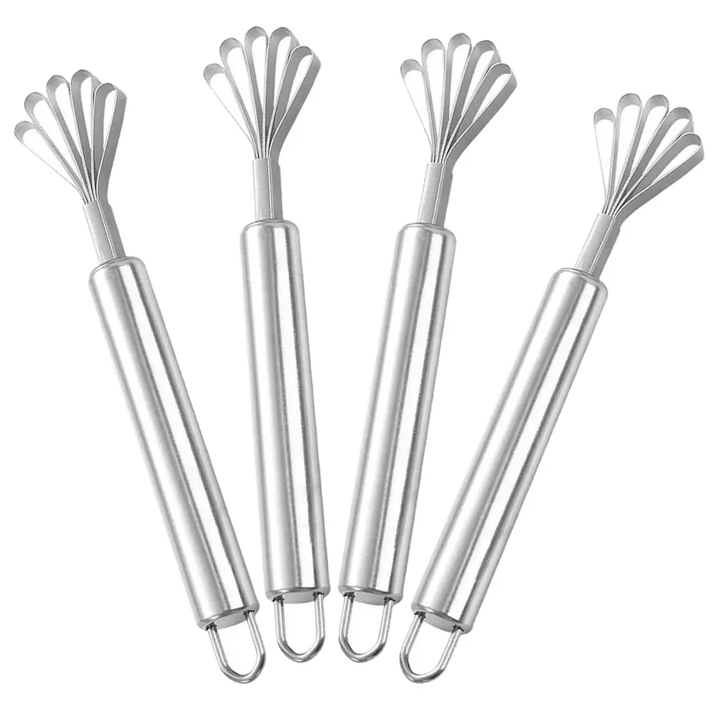 

4pcs Coconut Meat Planer Stainless Steel Fish Scraper Multi Use Kitchen Tool Silver Color Grating Shredded Food Preparation