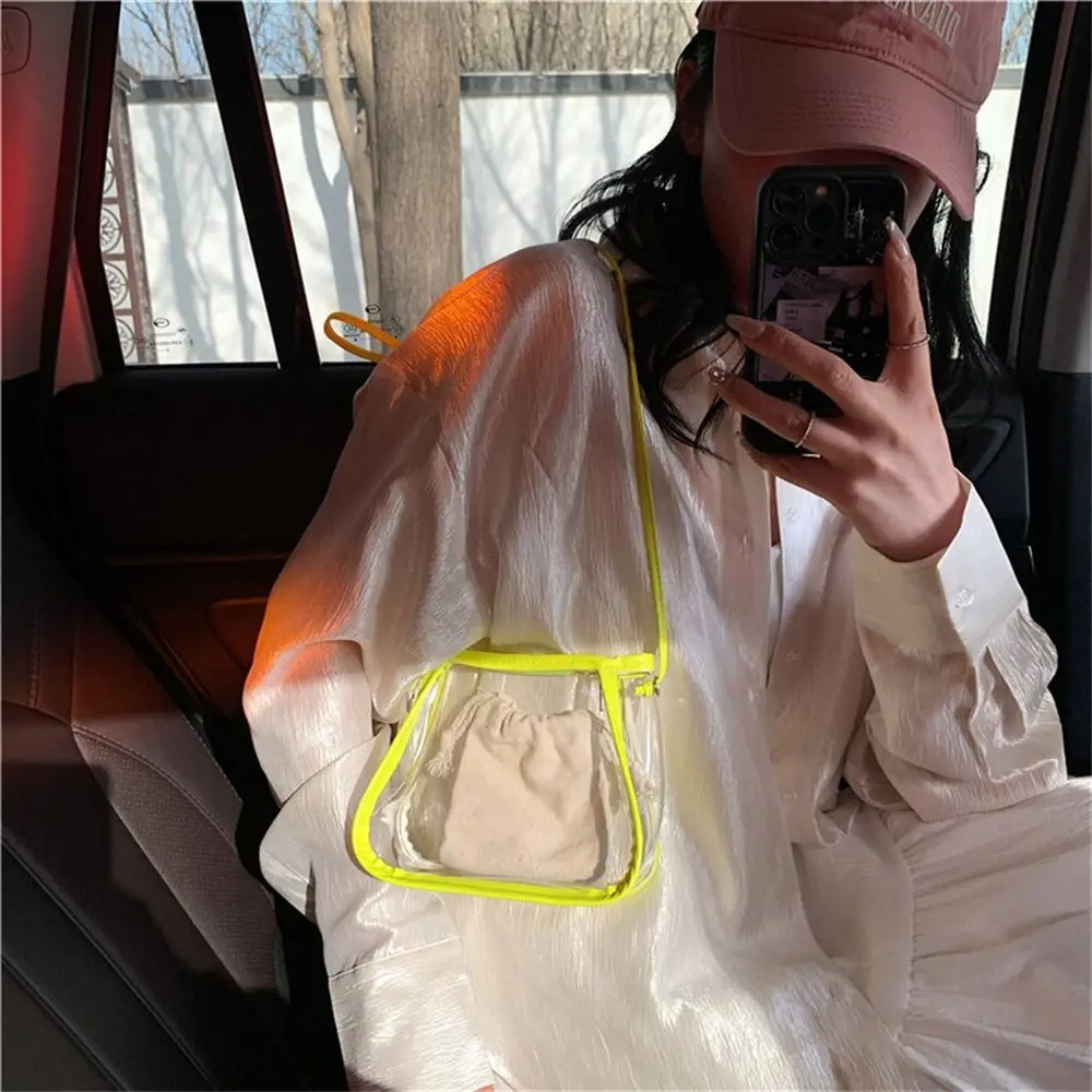 Transparent Shoulder Bag Daily Small Candy Color Clear Jelly Bag PVC Messenger Bag Women Girls