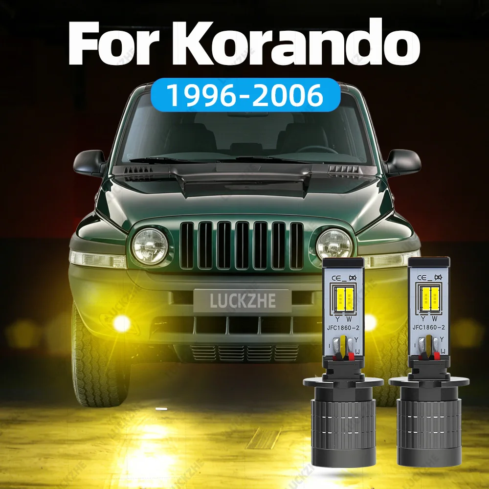 Bombilla LED para faros antiniebla delanteros para DAEWOO Korando KJ 1996-2001 2002 2003 2004 2005 2006, accesorios, luz antiniebla LED de doble color, amarillo