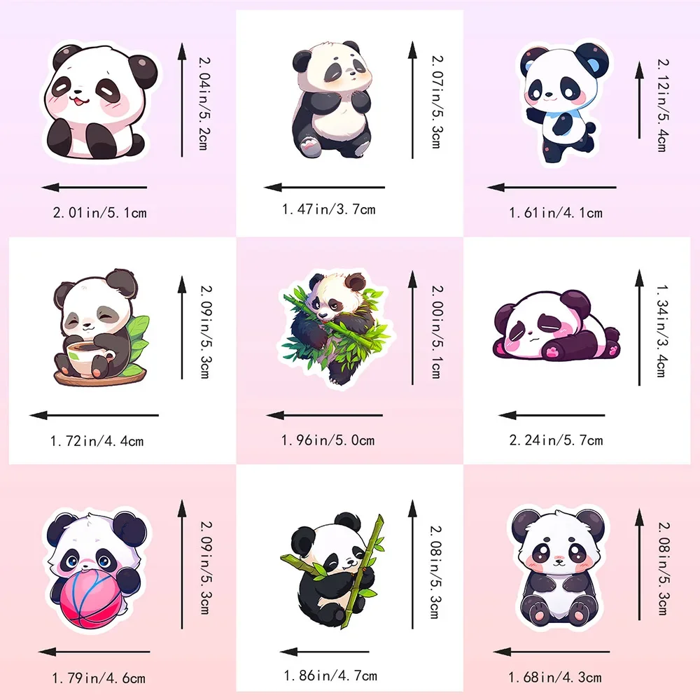 Imagem -04 - Cute Cartoon Panda Varied Stickers Pack para Crianças Decalques de Graffiti Viagem Bagagem Notebook Telefone Capacete Decoração 50 Pcs