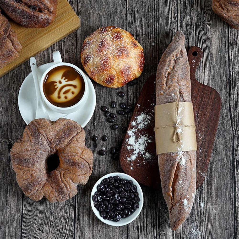 نموذج الخبز الاصطناعي الغذاء كعكة الحلوى منزل متجر بار مقهى ديكور الخبز الكرواسون الرغيف الفرنسي محاكاة وهمية الخبز البني #5