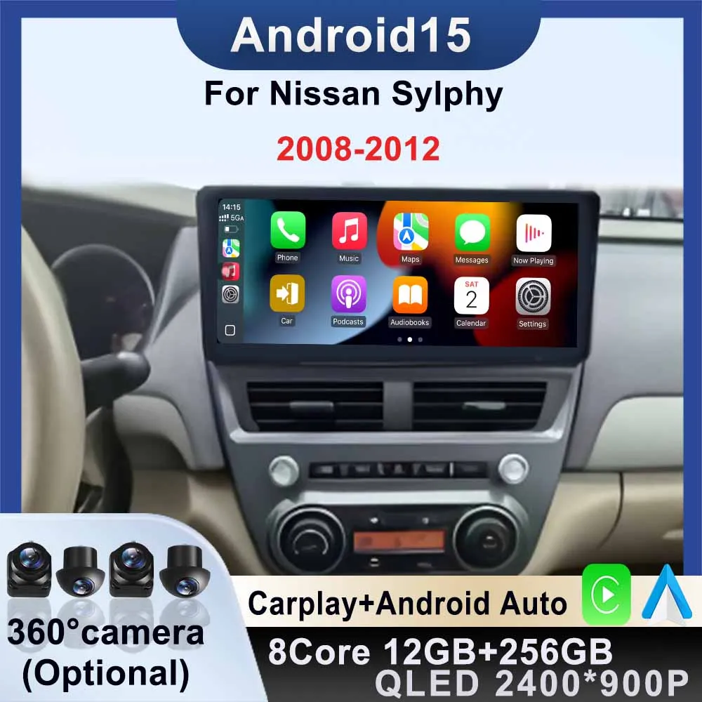 

Android 15 12.3 inch for Nissan Sylphy 2008-2012 Car Radio Carplay Android Auto Multimedia Video Player GPS Navigation BT Stereo