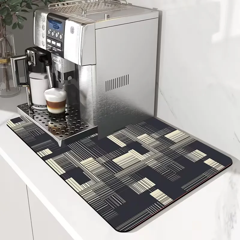 Marble Fluid Swirl Abstract Art Print Absorbent Drying Mat Non Slip Coffee Bar Kitchen Sink Counter Draining Pad