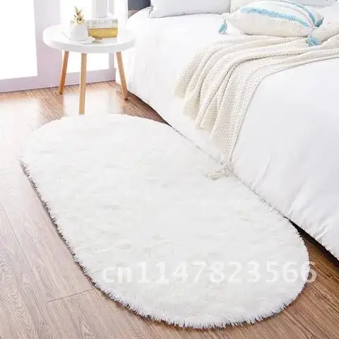 Thick Oval Carpet for Living Room Plush Rug Window Bedside Home Decor Soft Velvet Mat Children Bed Room Fluffy Floor Carpet