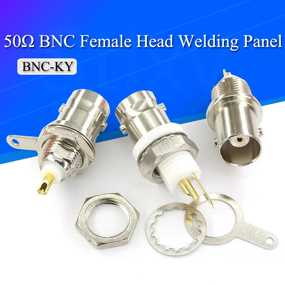 2Pcs BNC Female Socket Solder Connector Chassis Panel Mount Coaxial Cable For Welding Machine Parts