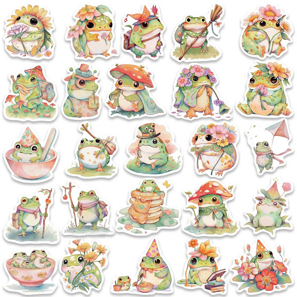 10/30/50pcs Kawaii Funny Frog Animal Stickers Cute Cartoon Kids DIY Sticker Toy Stationery Laptop Phone Graffiti Decals Packing