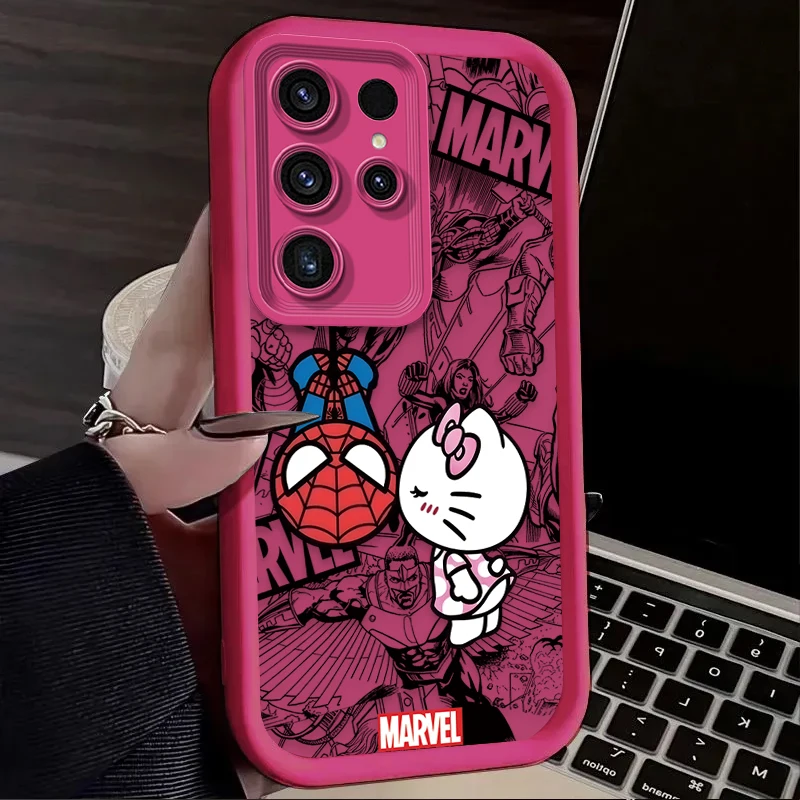 Funda Marvel Spider Man Hello Kitty para Samsung Galaxy S24 S25 S23 Ultra S22 S21 Plus FE A36 A56 A26 A16 A06 A15 A25 A35 A55 5G